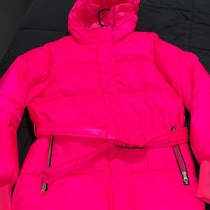 Women never worn puffer jacket hot pink